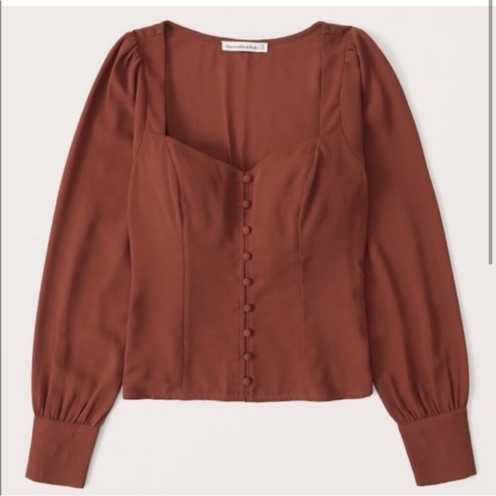 Abercrombie and Fitch Long-Sleeve Button down top, rust